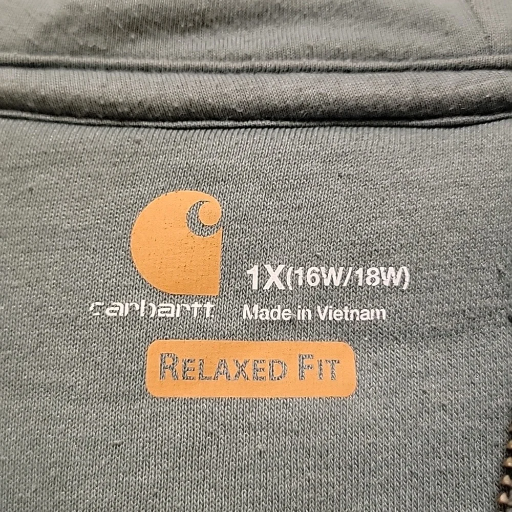 Carhartt Sage Green Full-Zip Hoodie Size 1X (16/18) - Picture 2 of 10